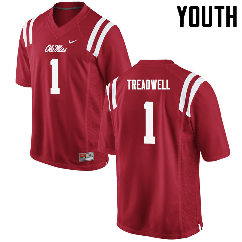 Laquon Treadwell Ole Miss Rebels NCAA Youth Red #1 Stitched Limited College Football Jersey XTB5358ER